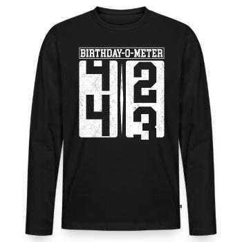 Birthday-O-Meter 43 Happy 43rd Birthday Celebrant - Men's Premium Organic Long Sleeve Shirt - black - Front - Nico (187cm)