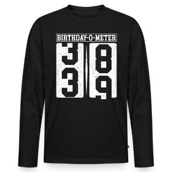 Birthday-O-Meter 39 Happy 39th Birthday Celebrant - Men's Premium Organic Long Sleeve Shirt - black - Front - Nico (187cm)