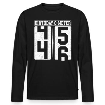 Birthday-O-Meter 46 Happy 46th Birthday Celebrant - Men's Premium Organic Long Sleeve Shirt - black - Front - Nico (187cm)