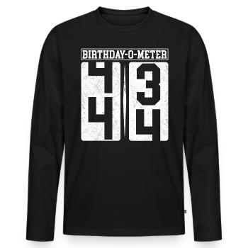 Birthday-O-Meter 44 Happy 44th Birthday Celebrant - Men's Premium Organic Long Sleeve Shirt - black - Front - Nico (187cm)