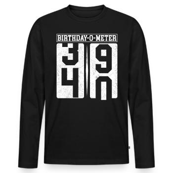 Birthday-O-Meter 40 Happy 40th Birthday Celebrant - Men's Premium Organic Long Sleeve Shirt - black - Front - Nico (187cm)