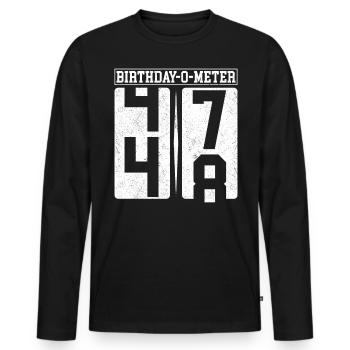 Birthday-O-Meter 48 Happy 48th Birthday Celebrant - Men's Premium Organic Long Sleeve Shirt - black - Front - Nico (187cm)