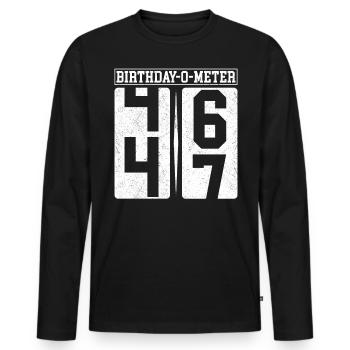 Birthday-O-Meter 47 Happy 47th Birthday Celebrant - Men's Premium Organic Long Sleeve Shirt - black - Front - Nico (187cm)