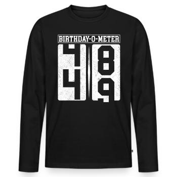 Birthday-O-Meter 49 Happy 49th Birthday Celebrant - Men's Premium Organic Long Sleeve Shirt - black - Front - Nico (187cm)