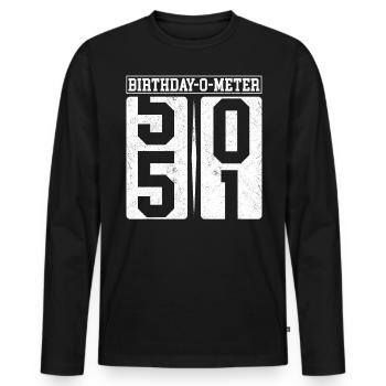 Birthday-O-Meter 51 Happy 51st Birthday Celebrant - Men's Premium Organic Long Sleeve Shirt - black - Front - Nico (187cm)