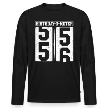 Birthday-O-Meter 56 Happy 56th Birthday Celebrant - Men's Premium Organic Long Sleeve Shirt - black - Front - Nico (187cm)