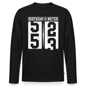 Birthday-O-Meter 53 Happy 53rd Birthday Celebrant - Men's Premium Organic Long Sleeve Shirt - black - Front - Nico (187cm)