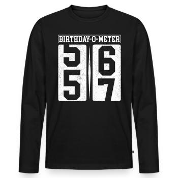 Birthday-O-Meter 57 Happy 57th Birthday Celebrant - Men's Premium Organic Long Sleeve Shirt - black - Front - Nico (187cm)