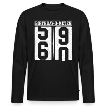 Birthday-O-Meter 60 Happy 60th Birthday Celebrant - Men's Premium Organic Long Sleeve Shirt - black - Front - Nico (187cm)