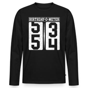 Birthday-O-Meter 54 Happy 54th Birthday Celebrant - Men's Premium Organic Long Sleeve Shirt - black - Front - Nico (187cm)