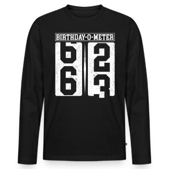 Birthday-O-Meter 63 Happy 63rd Birthday Celebrant - Men's Premium Organic Long Sleeve Shirt - black - Front - Nico (187cm)