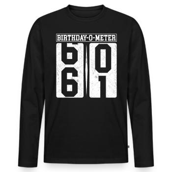 Birthday-O-Meter 61 Happy 61st Birthday Celebrant - Men's Premium Organic Long Sleeve Shirt - black - Front - Nico (187cm)