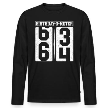 Birthday-O-Meter 64 Happy 64th Birthday Celebrant - Men's Premium Organic Long Sleeve Shirt - black - Front - Nico (187cm)