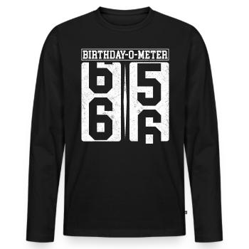 Birthday-O-Meter 66 Happy 66th Birthday Celebrant - Men's Premium Organic Long Sleeve Shirt - black - Front - Nico (187cm)