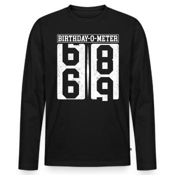 Birthday-O-Meter 69 Happy 69th Birthday Celebrant - Men's Premium Organic Long Sleeve Shirt - black - Front - Nico (187cm)