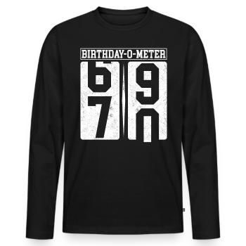 Birthday-O-Meter 70 Happy 70th Birthday Celebrant - Männer Premium Bio Langarmshirt - Schwarz - Vorne - Nico (187cm)