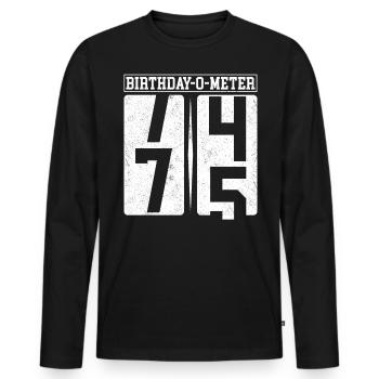 Birthday-O-Meter 75 Happy 75th Birthday Celebrant - Men's Premium Organic Long Sleeve Shirt - black - Front - Nico (187cm)