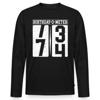 Birthday-O-Meter 74 Happy 74th Birthday Celebrant - Men's Premium Organic Long Sleeve Shirt - black - Front - Nico (187cm)