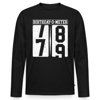 Birthday-O-Meter 79 Happy 79th Birthday Celebrant - Men's Premium Organic Long Sleeve Shirt - black - Front - Nico (187cm)
