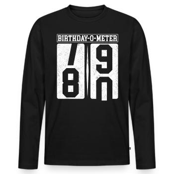 Birthday-O-Meter 80 Happy 80th Birthday Celebrant - Men's Premium Organic Long Sleeve Shirt - black - Front - Nico (187cm)
