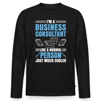 Je suis un consultant en affaires - T-shirt manches longues Premium bio Homme - noir - Devant - Nico (187cm)