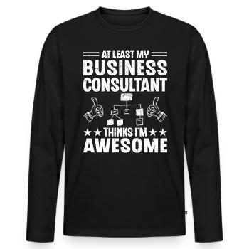 Au moins mon consultant d’affaires - T-shirt manches longues Premium bio Homme - noir - Devant - Nico (187cm)
