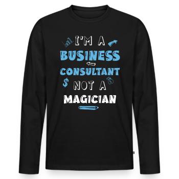 Je suis un consultant en affaires pas un magicien - T-shirt manches longues Premium bio Homme - noir - Devant - Nico (187cm)