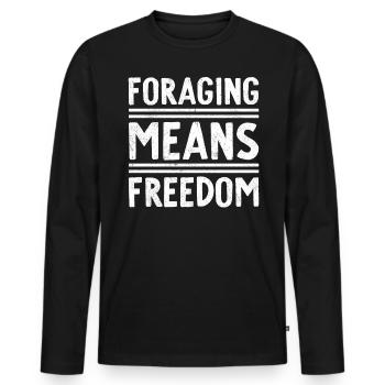 Foraging Means Freedom Mycology Mushroom Hunter - Men's Premium Organic Long Sleeve Shirt - black - Front - Nico (187cm)