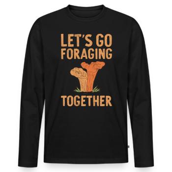 Let's Go Foraging Together Mycology Mushroom - Men's Premium Organic Long Sleeve Shirt - black - Front - Nico (187cm)