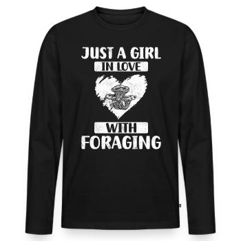 Just A Girl In Love With Foraging Mushies Mushroom - Men's Premium Organic Long Sleeve Shirt - black - Front - Nico (187cm)