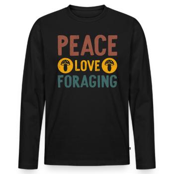 Peace Love Foraging Mycology Mushies Mushroom - Men's Premium Organic Long Sleeve Shirt - black - Front - Nico (187cm)
