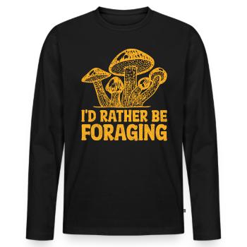 I'd Rather Be Foraging Mycology Mushies Mushroom - Men's Premium Organic Long Sleeve Shirt - black - Front - Nico (187cm)