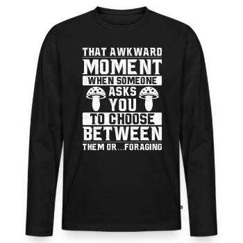 Mushroom Hunter Foraging Fungus Mycology Mushies - Men's Premium Organic Long Sleeve Shirt - black - Front - Nico (187cm)