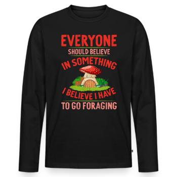 I Have To Go Foraging Mycology Mushies Mushroom - Men's Premium Organic Long Sleeve Shirt - black - Front - Nico (187cm)