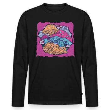 Mushroom Hunter Foraging Fungus Mycology Mushies - Men's Premium Organic Long Sleeve Shirt - black - Front - Nico (187cm)