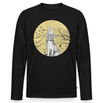 Gothic Cat Whisperer Meow Kitty Kitten Halloween - Men's Premium Organic Long Sleeve Shirt - black - Front - Nico (187cm)