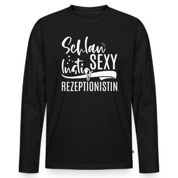 Schlau Lustig Sexy Rezeptionistin - Männer Premium Bio Langarmshirt - Schwarz - Vorne - Nico (187cm)