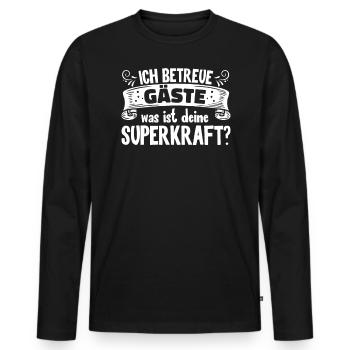 Ich Betreue Gäste Was Ist Deine - Männer Premium Bio Langarmshirt - Schwarz - Vorne - Nico (187cm)