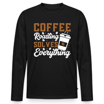 Coffee Roasting Solves Everything - Men's Premium Organic Long Sleeve Shirt - black - Front - Nico (187cm)