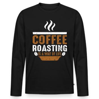 Coffee Roasting Is A Way Of Life - Men's Premium Organic Long Sleeve Shirt - black - Front - Nico (187cm)