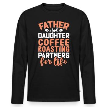 Father & Daughter Coffee Roasting - Men's Premium Organic Long Sleeve Shirt - black - Front - Nico (187cm)