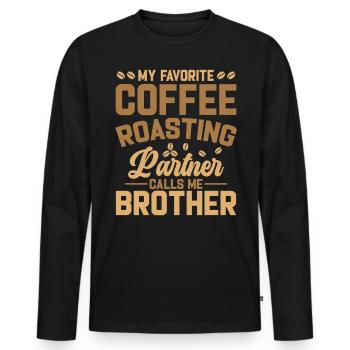 My Favorite Coffee Roasting Partner - Männer Premium Bio Langarmshirt - Schwarz - Vorne - Nico (187cm)