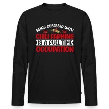 Être obsédé par la culture du chili - T-shirt manches longues Premium bio Homme - noir - Devant - Nico (187cm)