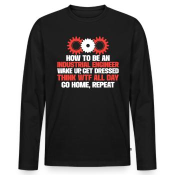 Comment devenir ingénieur industriel - T-shirt manches longues Premium bio Homme - noir - Devant - Nico (187cm)