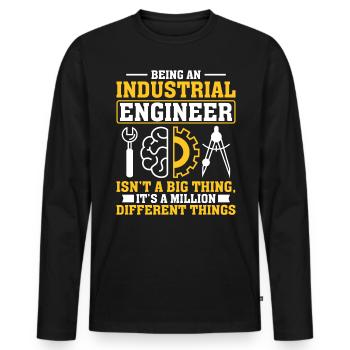 Être ingénieur industriel - T-shirt manches longues Premium bio Homme - noir - Devant - Nico (187cm)