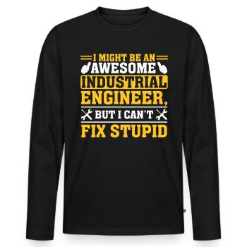 I Might Be Awesome Industrial Engineer - Men's Premium Organic Long Sleeve Shirt - black - Front - Nico (187cm)