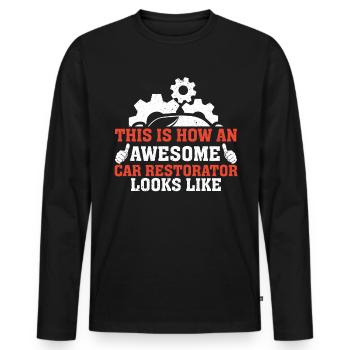 This Is How Awesome Car Restorator Looks - Men's Premium Organic Long Sleeve Shirt - black - Front - Nico (187cm)