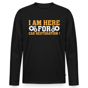 Je suis ici pour la restauration de voiture - T-shirt manches longues Premium bio Homme - noir - Devant - Nico (187cm)