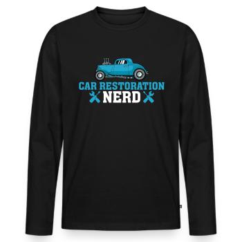 Car Restoration Nerd - Men's Premium Organic Long Sleeve Shirt - black - Front - Nico (187cm)