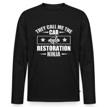They Call Me Car Restoration Ninja - Men's Premium Organic Long Sleeve Shirt - black - Front - Nico (187cm)